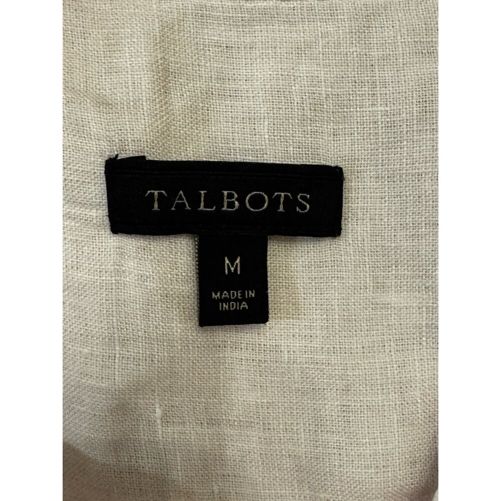 Talbots 100% Linen Women’s Blouse Tunic Sz M White Beach Coverup Old Money Prep - Picture 3 of 8